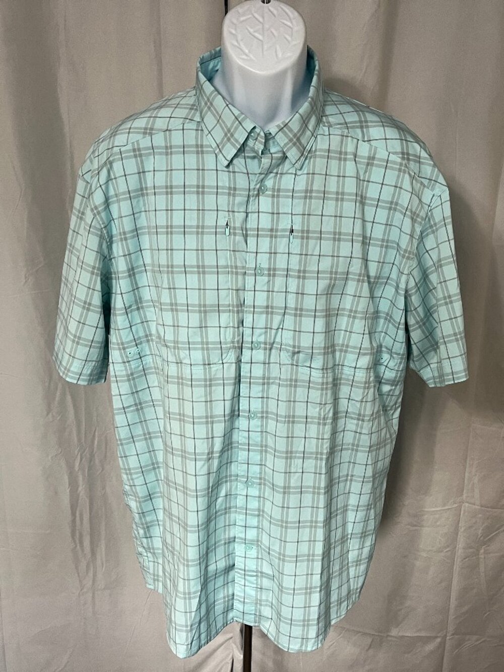 Under Armour 🎣 Men's XL Blue Gray Plaid Vented Fishing Shirt Short Sleeve 🔥